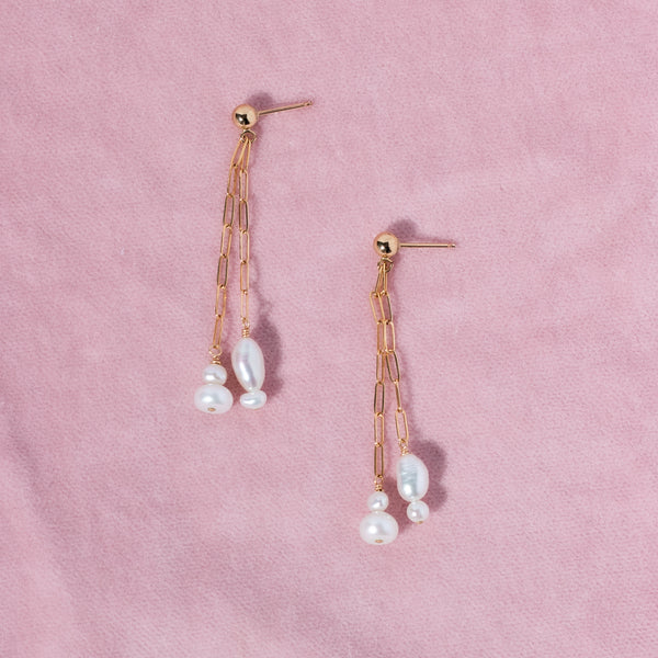 Dainty Chain Pearl Earrings – Elysian Theory
