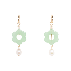 The Camellia Earrings in Seafoam